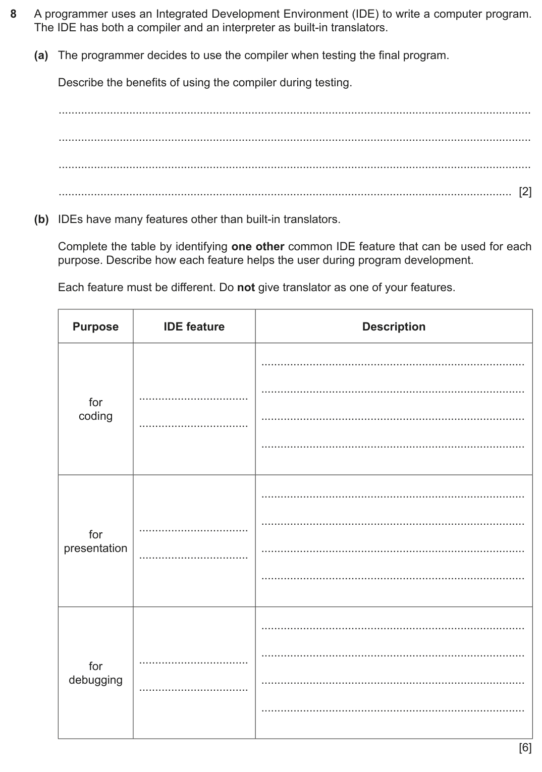 Question 8 — page 1