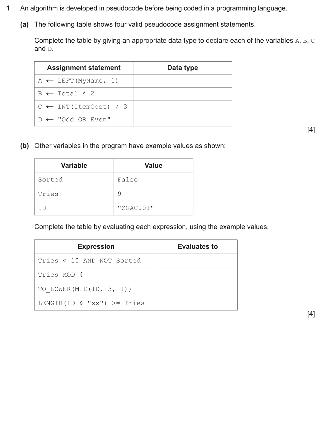 Question 1 — page 1