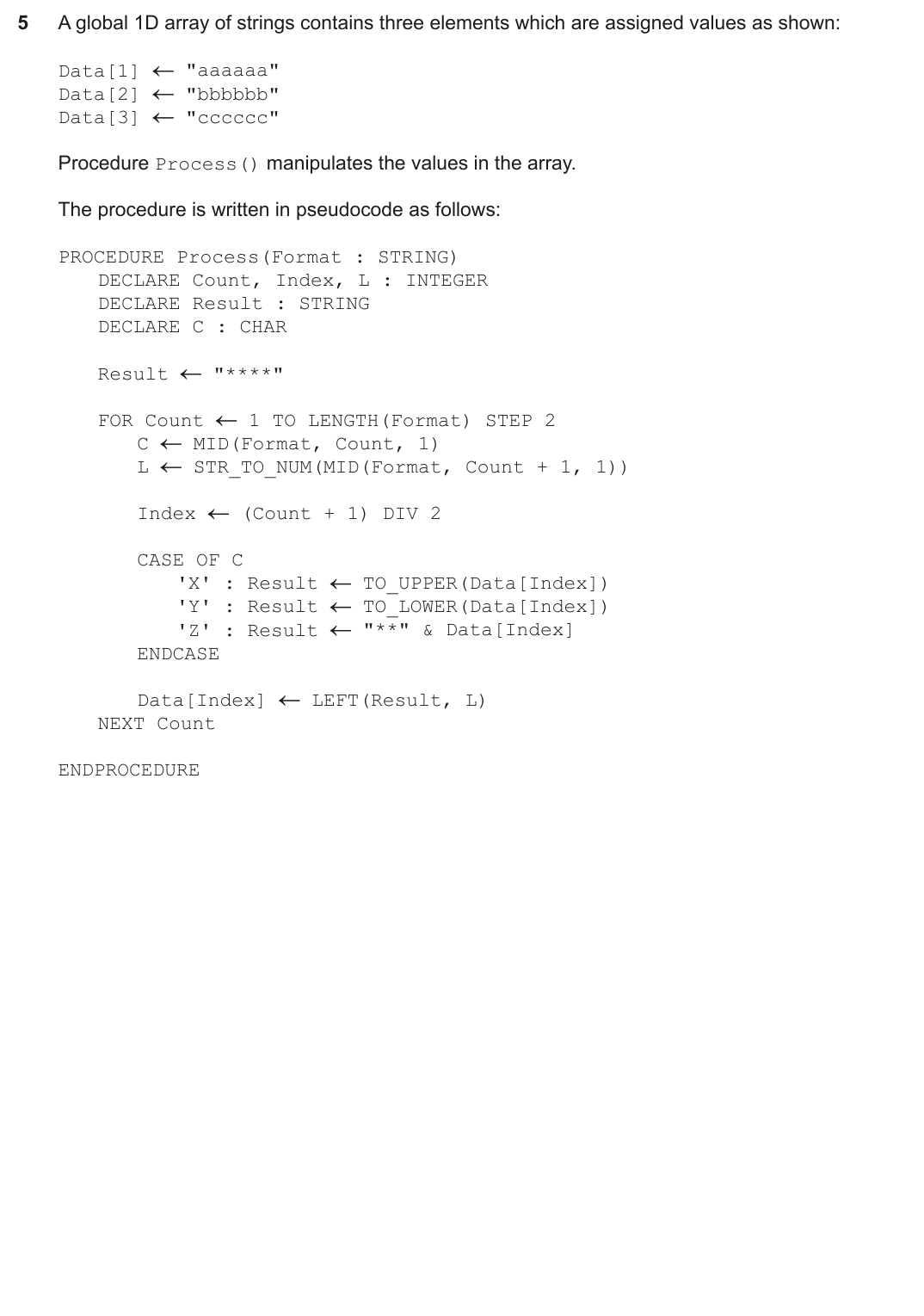 Question 5 — page 1