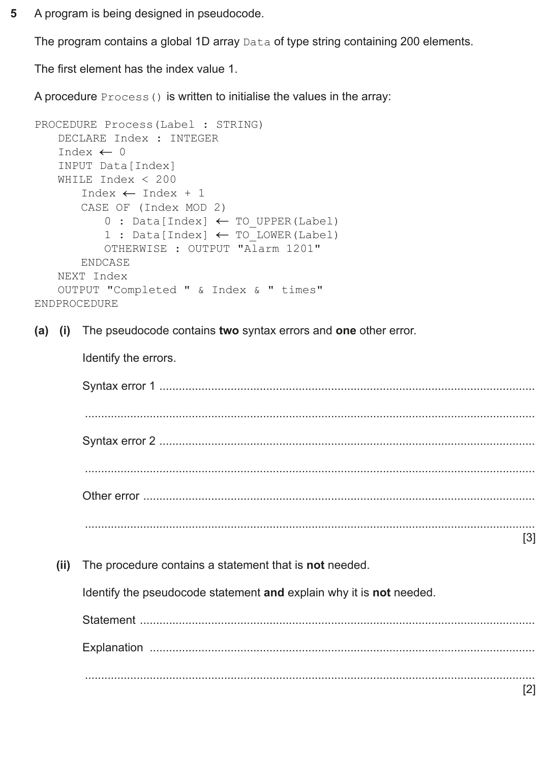 Question 5 — page 1