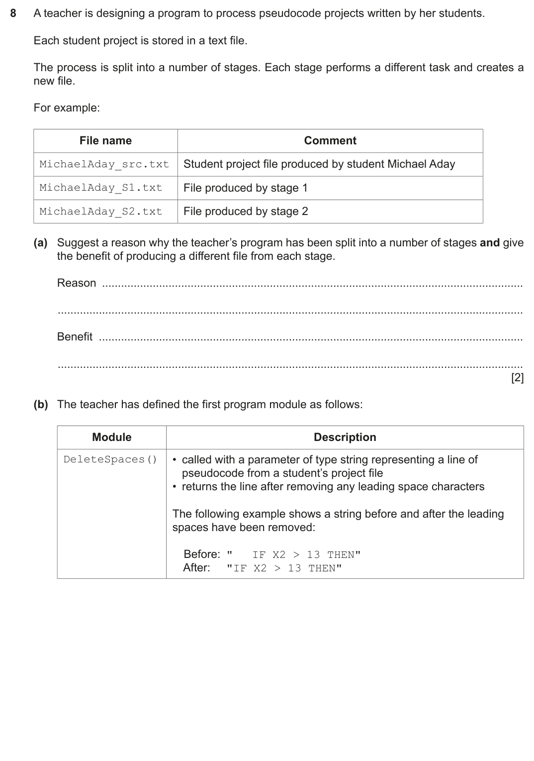 Question 8 — page 1