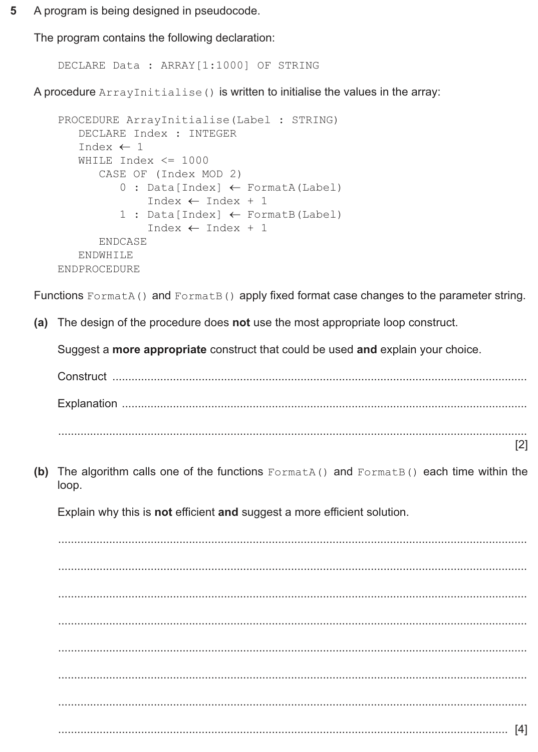 Question 5 — page 1